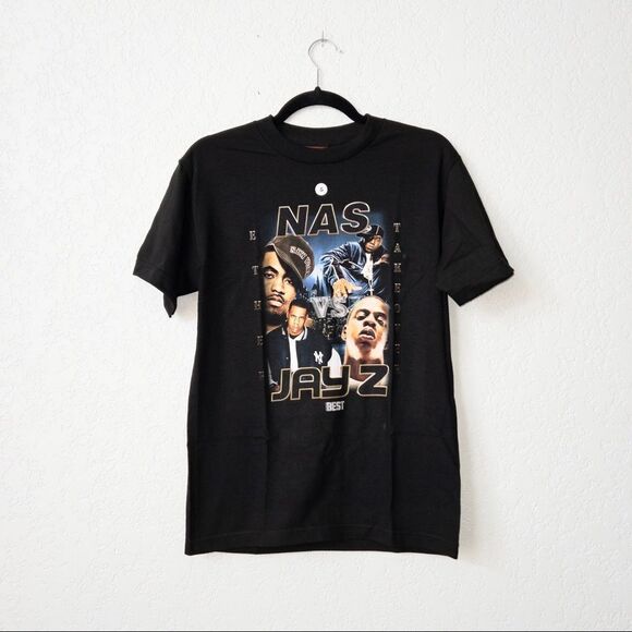 New Best Breezy Excursion Rappers Nas vs Jay Z Graphic Black T-Shirt‎ Size Small - Picture 1 of 4